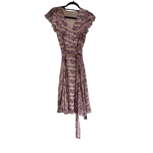 Nanette Lepore Exbury Gardens Floral Midi Dress Peach Multi Size 8 - Picture 3 of 5